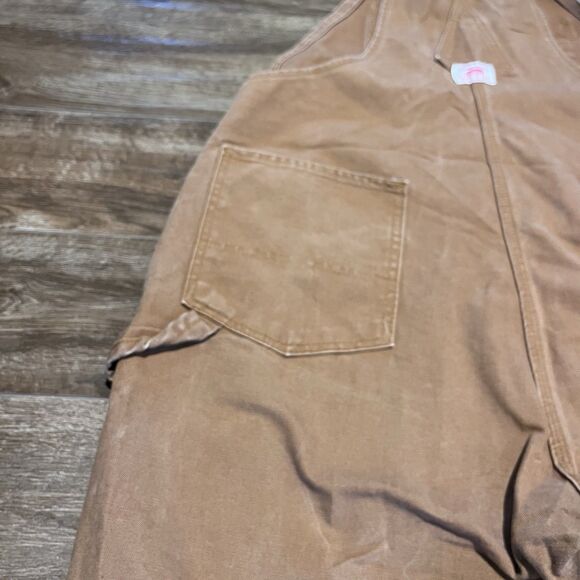 Round House Overalls Mens 44x32 Brown Duck Canvas Double Knee Bib Hammer Loop - Picture 10 of 15